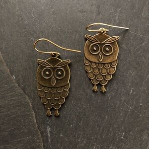 Brass owl earrings